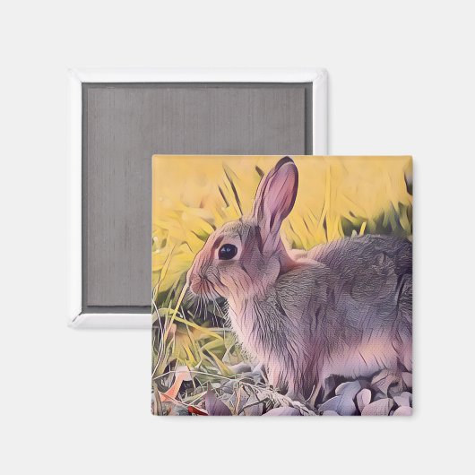 Waterverf Brown Bunny Rabbit kunst Magneet (Voorkant / Achterkant)