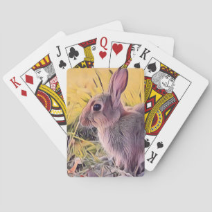 Waterverf Brown Bunny Rabbit  kunst Pokerkaarten