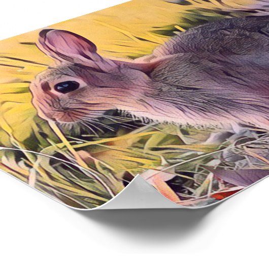 Waterverf Brown Bunny Rabbit kunst Poster (Hoek)