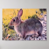 Waterverf Brown Bunny Rabbit  kunst Poster (Voorkant)