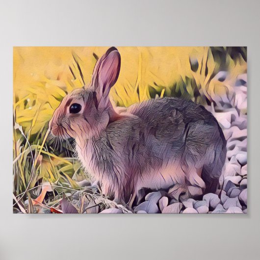 Waterverf Brown Bunny Rabbit  kunst Poster (Voorkant)
