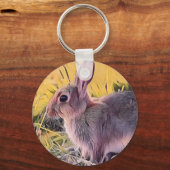 Waterverf Brown Bunny Rabbit  kunst Sleutelhanger (Voorkant)