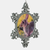 Waterverf Brown Bunny Rabbit kunst Tin Sneeuwvlok Ornament (Links)