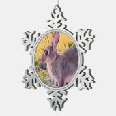 Waterverf Brown Bunny Rabbit kunst Tin Sneeuwvlok Ornament (Rechts)