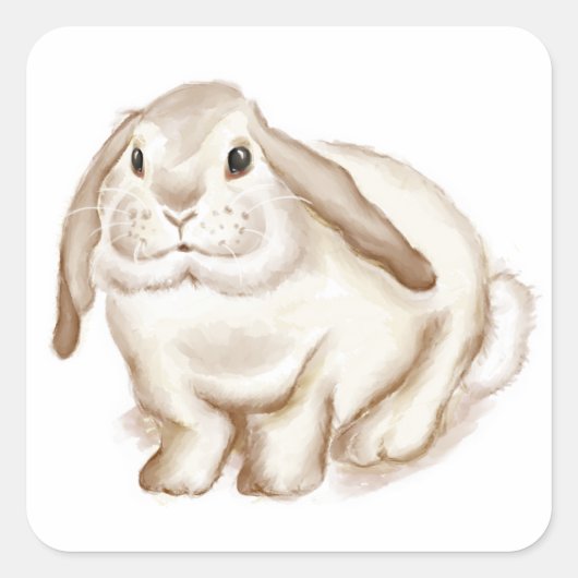 Waterverf Brown Bunny Vierkante Sticker (Voorkant)