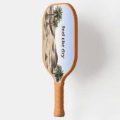 Waterverf Brown Desert landschap en tekst Pickleball Paddle (Links)