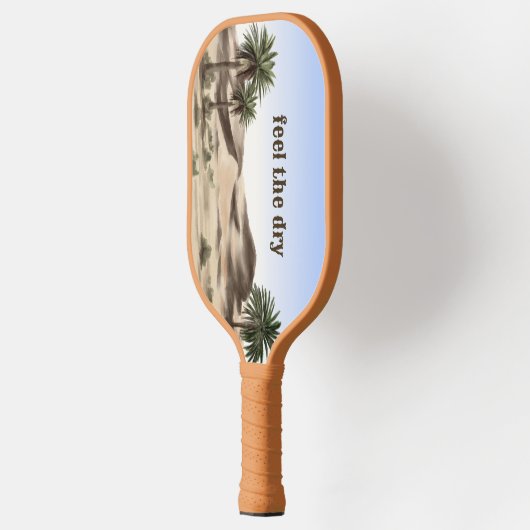 Waterverf Brown Desert landschap en tekst Pickleball Paddle (Links)