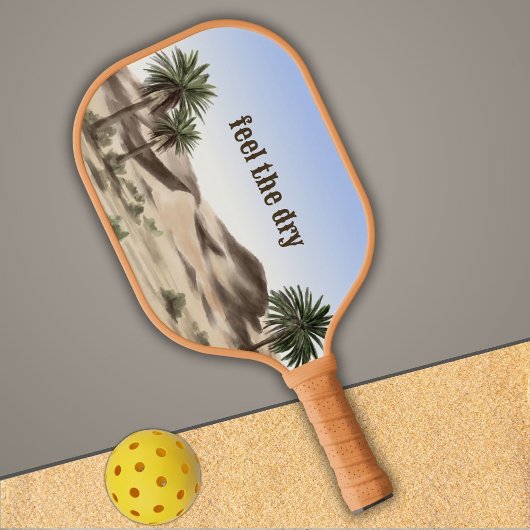 Waterverf Brown Desert landschap en tekst Pickleball Paddle