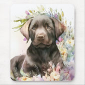 Waterverf Brown Labrador Retriever en Flowers Muismat (Voorkant)