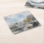 Waterverf brug in Central Park New York Kartonnen Onderzetters (Schuin)