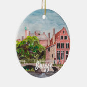 Waterverf Brugge Schilderen door Farida Greenfield Keramisch Ornament (Rechts)