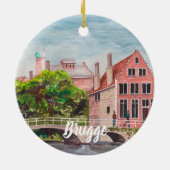 Waterverf Brugge Schilderen door Farida Greenfield Keramisch Ornament (Achterkant)