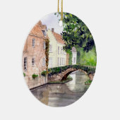 Waterverf Brugge Schilderen door Farida Greenfield Keramisch Ornament (Rechts)