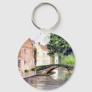 Waterverf Brugge Schilderen door Farida Greenfield Sleutelhanger