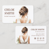 Waterverf bruid bruid Haarstylist Wedding Pro Visitekaartje (Voorkant / Achterkant)