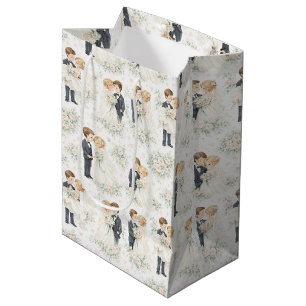 Waterverf bruid bruidegom bloemen bruiloft medium cadeauzakje