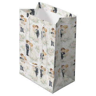 Waterverf bruid bruidegom bloemen bruiloft medium cadeauzakje