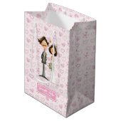 Waterverf Bruid Bruidegom Gift Bag Funny Wedding Medium Cadeauzakje (Voorkant Gekanteld)