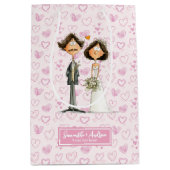Waterverf Bruid Bruidegom Gift Bag Funny Wedding Medium Cadeauzakje (Voorkant)