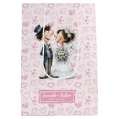 Waterverf Bruid Bruidegom Gift Bag Wedding Humor Medium Cadeauzakje (Achterkant)