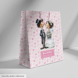 Waterverf Bruid Bruidegom Gift Bag Wedding Humor Medium Cadeauzakje