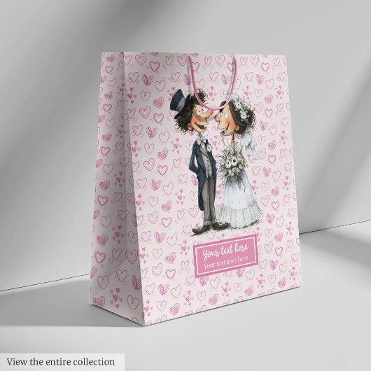 Waterverf Bruid Bruidegom Gift Bag Wedding Humor Medium Cadeauzakje