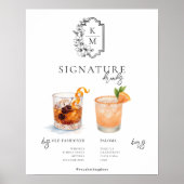 Waterverf | Bruid & Bruidegom Signature drank Poster (Voorkant)