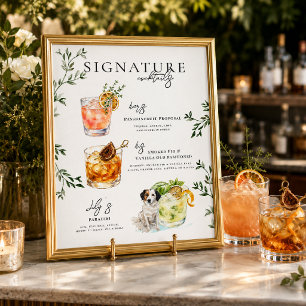 Waterverf Bruid & Bruidegom Signature Drank Poster