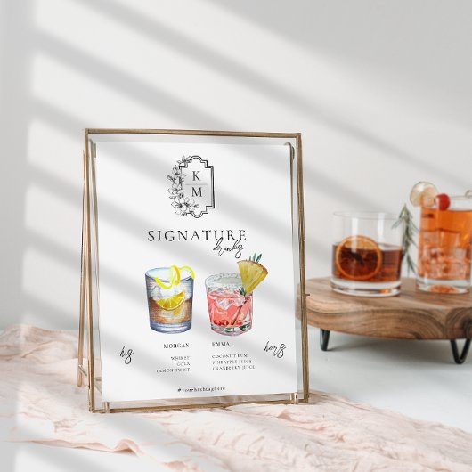 Waterverf | Bruid & Bruidegom Signature Drank Poster