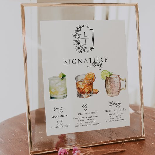 Waterverf | Bruid & Bruidegom Signature Drank Poster