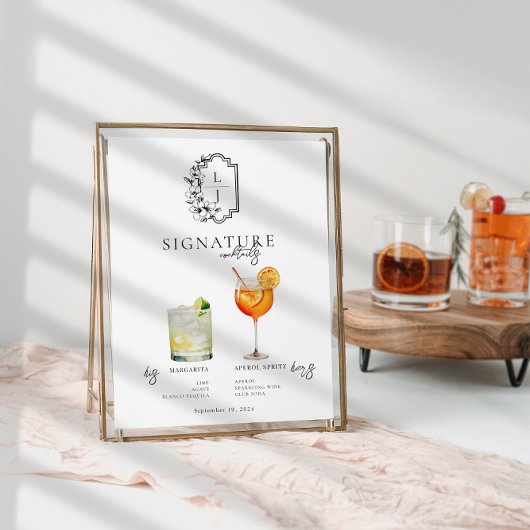 Waterverf | Bruid & Bruidegom Signature Drank Poster