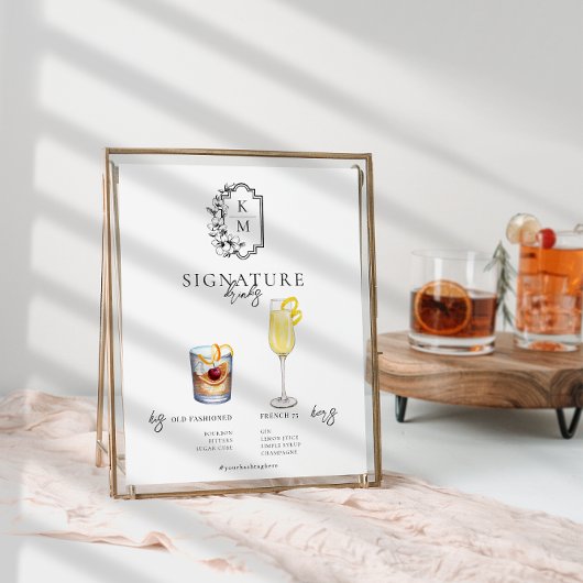 Waterverf | Bruid & Bruidegom Signature drankje Poster