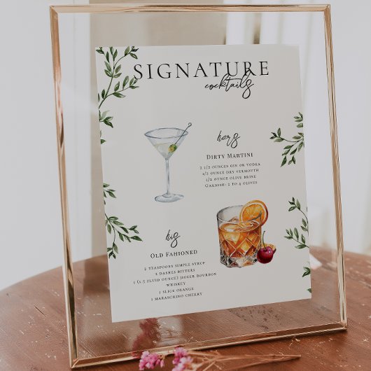 Waterverf | Bruid & Bruidegom Signature drankje Poster