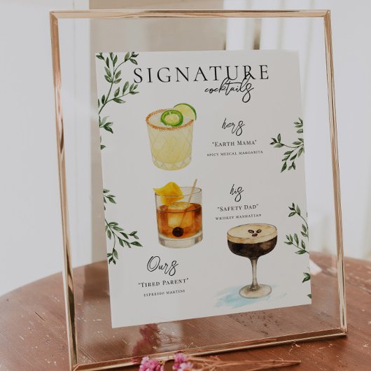 Waterverf | Bruid & Bruidegom Signature drankje Poster