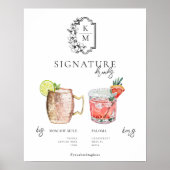Waterverf | Bruid & Bruidegom Signature drankje Poster (Voorkant)