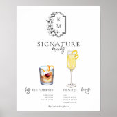 Waterverf | Bruid & Bruidegom Signature drankje Poster (Voorkant)