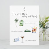 Waterverf | Bruid & Bruidegom Signature drankmenu Kaart (Staand voorkant)