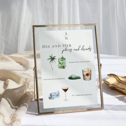 Waterverf | Bruid & Bruidegom Signature drankmenu Kaart