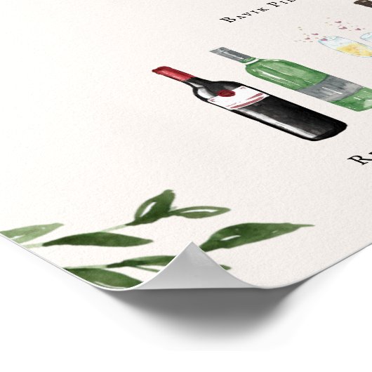 Waterverf | Bruid & bruidegom Signature Drink Bar Poster (Hoek)