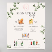 Waterverf | Bruid & bruidegom Signature Drink Bar Poster (Voorkant)