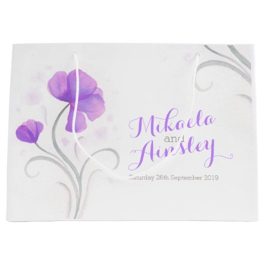 Waterverf bruid bruidegoms genoemd cadeau tas large cadeautasje (Voorkant)