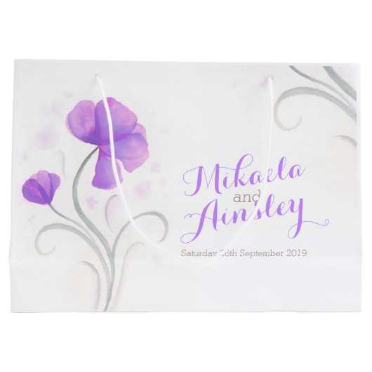 Waterverf bruid bruidegoms genoemd cadeau tas large cadeautasje (Achterkant)