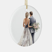 WATERVERF BRUID EN BRUIDEGOM BRUILOFT KERAMISCH ORNAMENT (Rechts)