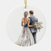  WATERVERF BRUID EN BRUIDEGOM BRUILOFT KERAMISCH ORNAMENT (Voorkant)