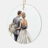 WATERVERF BRUID EN BRUIDEGOM BRUILOFT KERAMISCH ORNAMENT (Links)
