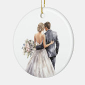 WATERVERF BRUID EN BRUIDEGOM BRUILOFT KERAMISCH ORNAMENT (Links)