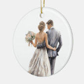WATERVERF BRUID EN BRUIDEGOM BRUILOFT KERAMISCH ORNAMENT (Links)