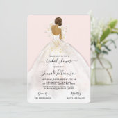 Waterverf Bruid in Gown Bruidsdouche Uitnodiging (Staand voorkant)