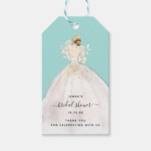 Waterverf bruid in jurk bruiloft uitnodiging  cadeaulabel