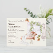 Waterverf Bruid kamer jurk vrijgezellenfeest Kaart (Staand voorkant)